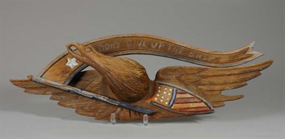 Lot 2189 - Carved and Painted Wood Eagle Wall Plaque With...