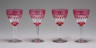 Lot 4272 - Group of French Cut Glass Stemware Comprising...