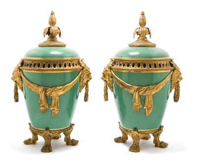 Lot 3180 - Pair of Sevres Style Gilt-Bronze Mounted...