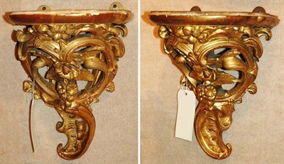 Lot 3607 - Pair of Louis XV Style Gilt-Wood Brackets Each...