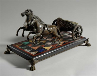 Lot 3179 - Bronze Pietra Dura and Onyx Equestrian Ashtray...