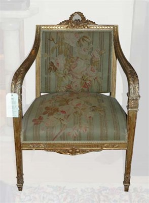 Lot 3605 - Louis Philippe Gilt-Wood Fauteuil Having a...