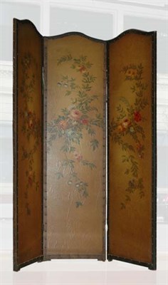 Lot 4500 - Polychrome Painted Floral Decorated Three...