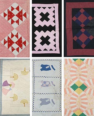 Lot 2112 - Six Baby Quilts Amish Diamond, circa 1950-1970...