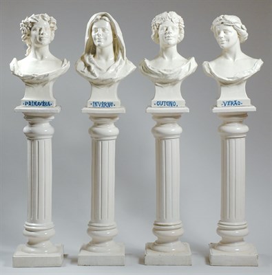 Lot 4531 - Set of Four Portuguese White Glazed Ceramic...