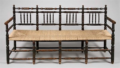 Lot 2083 - English Provincial Style Turned Wood Rush Seat...