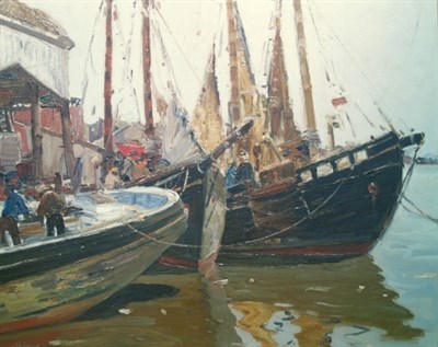 Lot 2466 - Anthony Thieme 1888-1954 Harbor Scene Signed A....