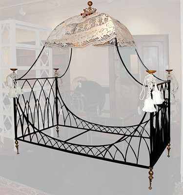 Lot 154 - Louis XVI Style Black Painted and Parcel Gilt...