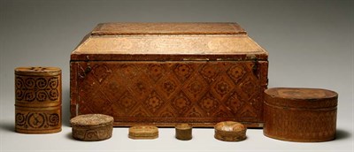 Lot 4518 - Group of French Straw Marquetry Boxes;...