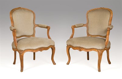 Lot 1623 - Pair of Louis XV Beechwood Fauteuils a la...