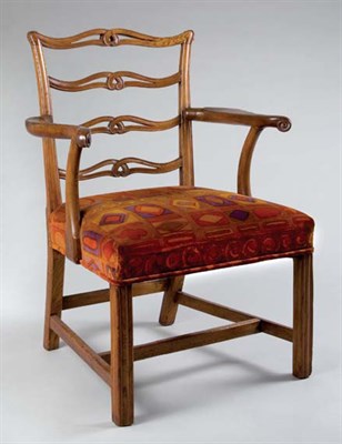 Lot 2204 - George III Walnut Pierced Slat Back Open...