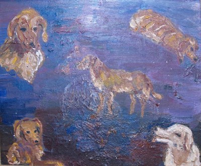 Lot 36 - A.B. Heisig Dog in the Park, 2002 Oil on...