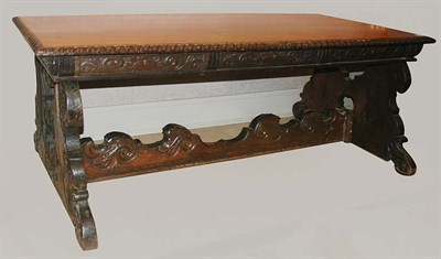 Lot 1575 - Renaissance Style Carved Oak Library Table...