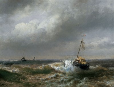 Lot 2454 - Hermann Ottomar Herzog 1832-1932 Seascape...