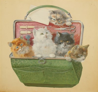 Lot 1011 - American School 20th Century Kittens in a Kit...