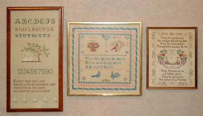 Lot 468 - Three Cross-Stitch Samplers 20th Century