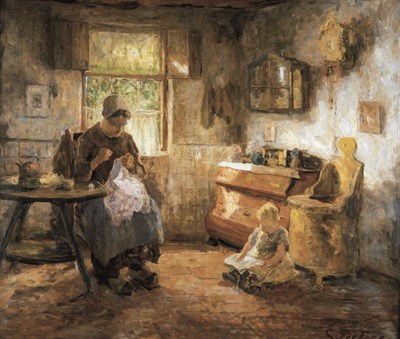 Lot 2006 - Evert Pieters Dutch, 1856-1932 The Nursemaid...