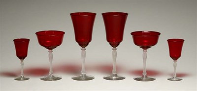 Lot 4257 - Group of Ruby and Clear Glass Stemware...