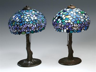 Lot 1170 - Companion Pair of Handel Leaded Glass and...