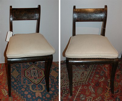 Lot 510 - Pair of Regency Black Lacquered and Parcel...
