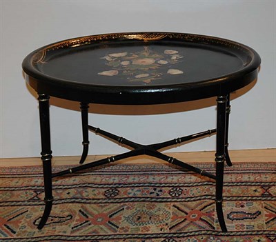 Lot 529 - Chinese Export Black Lacquered Tray Table...