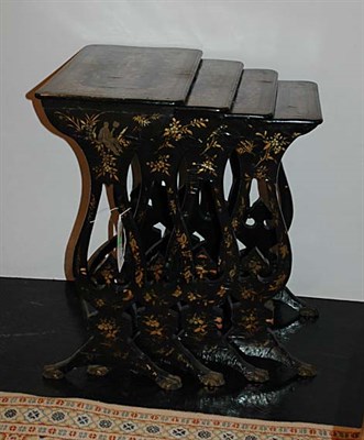 Lot 217 - Nest of Four Chinese Export Black Lacquered...