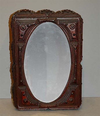 Lot 2226 - Tramp Art Mirror Inset Wall Cabinet The door...