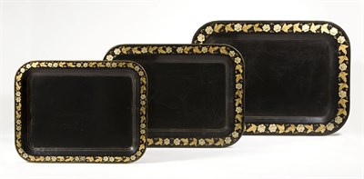 Lot 2249 - Three English Graduated Papier Mache Trays...