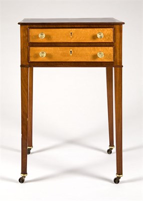 Lot 2120 - Federal Mahogany and Figured Maple Work Table...