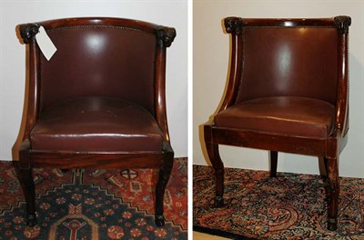 Lot 474 - Pair of Empire Style Mahogany Tub Chairs...
