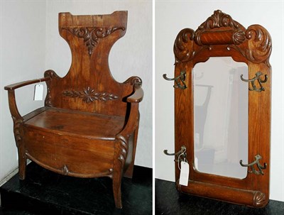 Lot 4181 - American Victorian Oak Hall Chair Height 6...