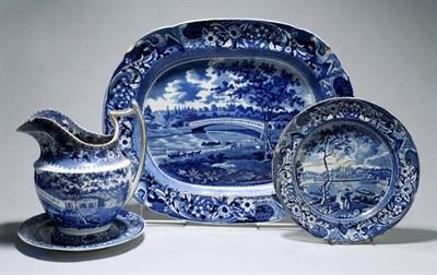 Lot 2244 - Group of Staffordshire Historical Blue Pottery...