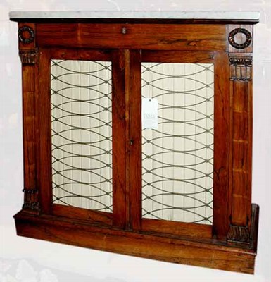 Lot 4457 - Late Regency Marble Top Rosewood Side Cabinet...
