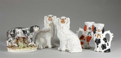 Lot 2160 - Group of Staffordshire Pottery Figures of Dogs...