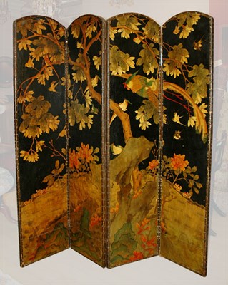 Lot 519 - Dutch Painted Leather Four-Fold Screen Height...