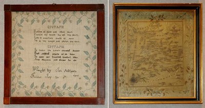 Lot 2136 - Needlework Sampler Worked by Julia Adriance,...