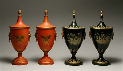 Lot 4292A - Two Pairs of Neoclassical Style Tole Chestnut...