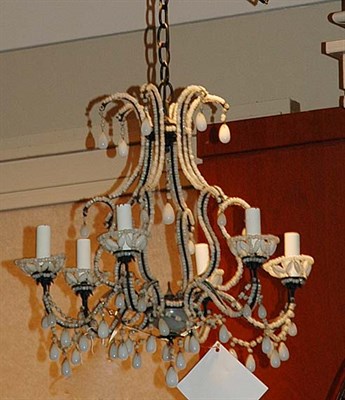 Lot 4426 - Beaded Opaline Glass Chandelier