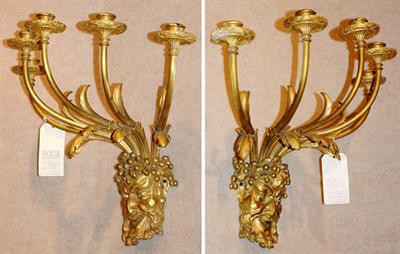 Lot 4441 - Pair of Gilt-Metal Bacchus Mask Decorated Five-...