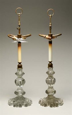 Lot 4403 - Pair of Anglo-Irish Style Glass Two-Light...