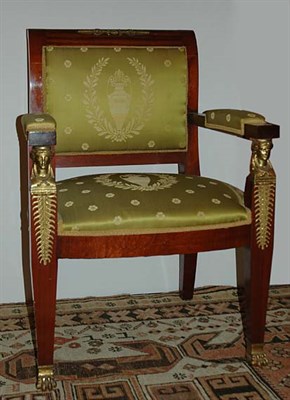 Lot 1533 - Empire Style Gilt-Metal Mounted Mahogany Armchair
