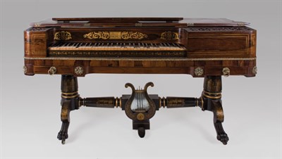 Lot 2054 - Classical Gilt Stenciled Rosewood Square Piano...