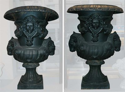 Lot 529 - Pair of Monumental Cast Iron Garden Urns...