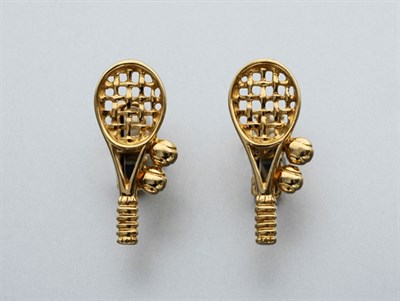 Lot 2178 - Pair of Gold Tennis Racket Cufflinks