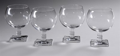Lot 4608 - Set of Four Lalique Glass Goblets Height 4 3/4...