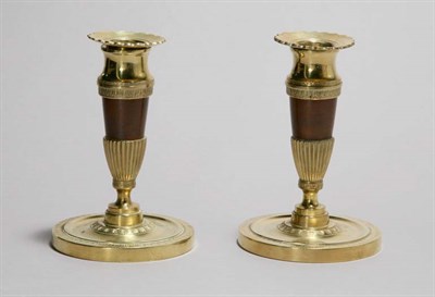 Lot 4641 - Pair of Neoclassical Style Brass Candlesticks...