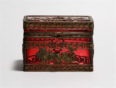 Lot 4642 - French Gilt-Metal Mounted Cranberry Glass...