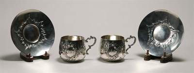 Lot 4647 - Pair of German 800 Silver Cups and Saucers...