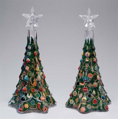Lot 4657 - Pair of Glass Stoppered Bottles Each decorated...