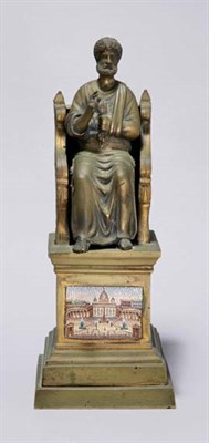 Lot 4667 - Italian Bronze Figure of St. Peter Inset with...